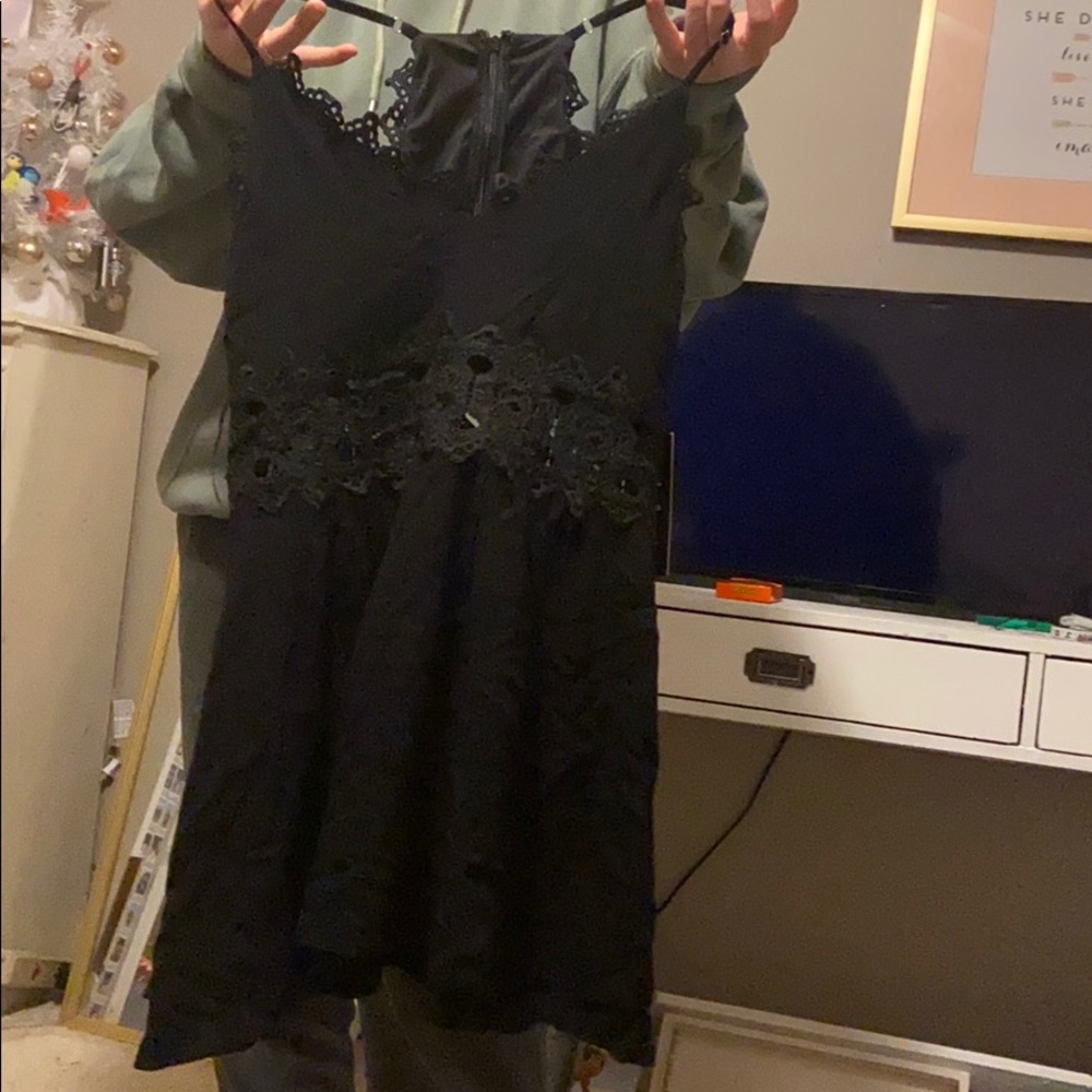 black lace lulus dress with adjustable straps